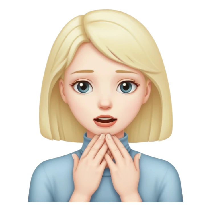 girl putting hands around her throat sticker