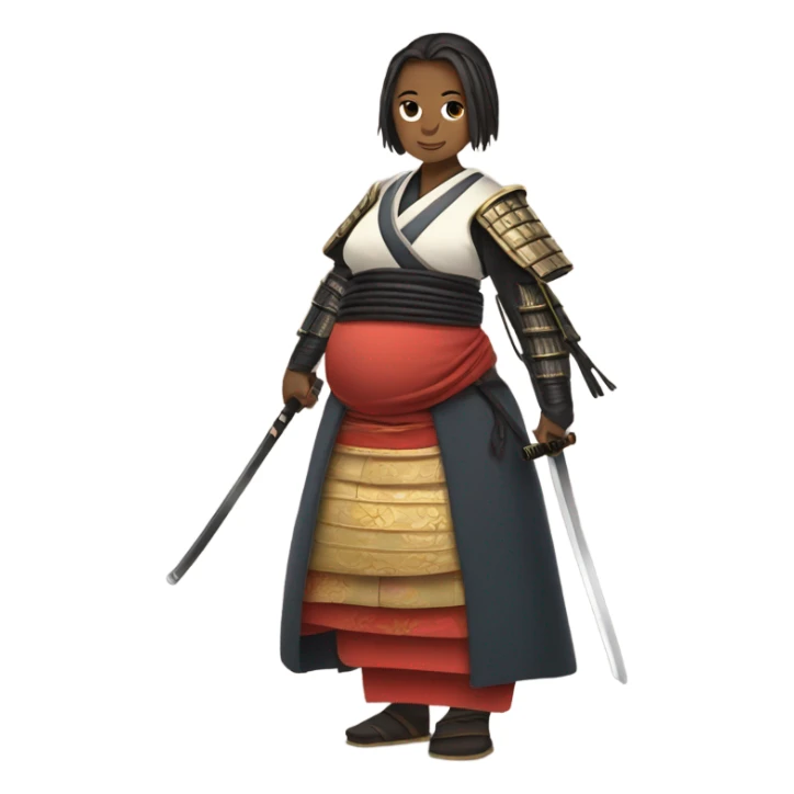 Pregnant woman in a samurai costume sticker