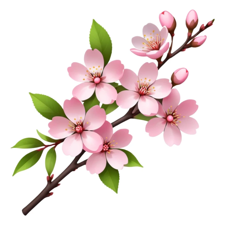 Delicate cherry blossom branch with pink flowers sticker