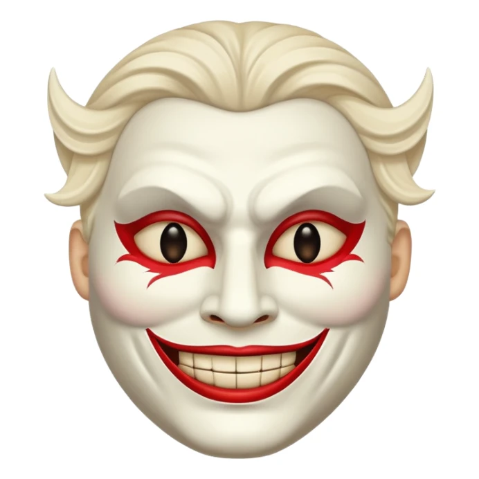 White male mask face theater blank evil smile sticker