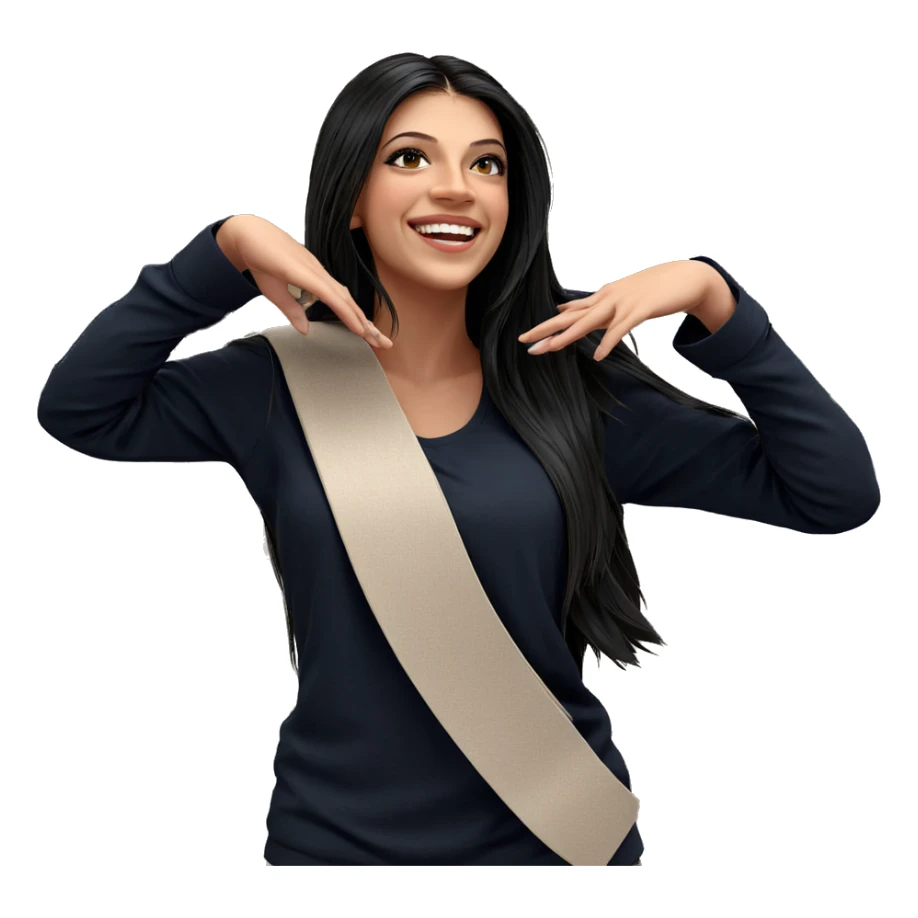 smiling girl with long hair sticker