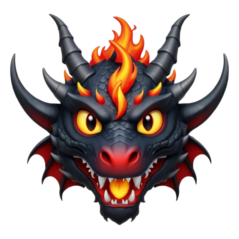 A black dragon with red flamings eyes and great black horns. sticker