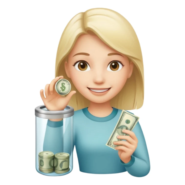 girl enter money in tube sticker