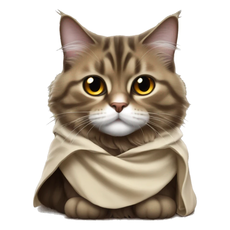 Brown and black Siberian cat dressed as obi wan kenobi sticker