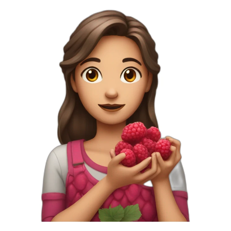 A girl with raspberries in her hands sticker