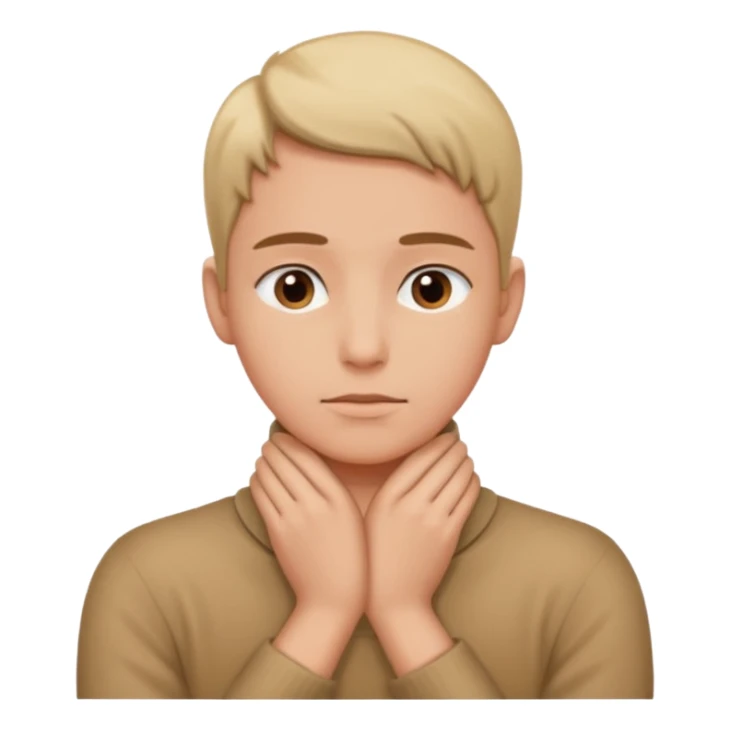 a bust of a person with both their hands around their neck sticker