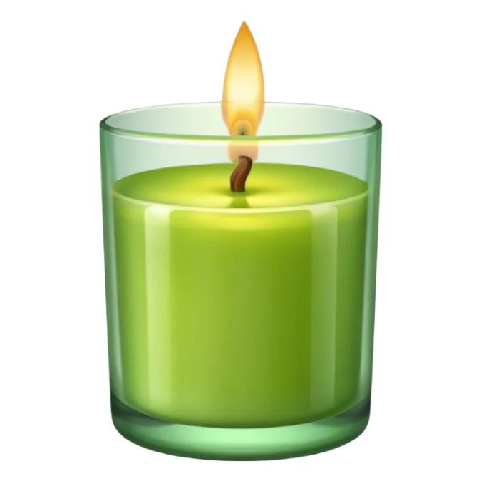 Green pistachio color candle in a glass container sticker