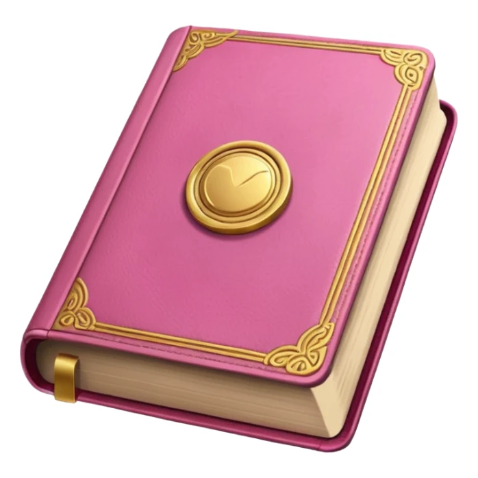 An open pink book with golden detailsls sticker
