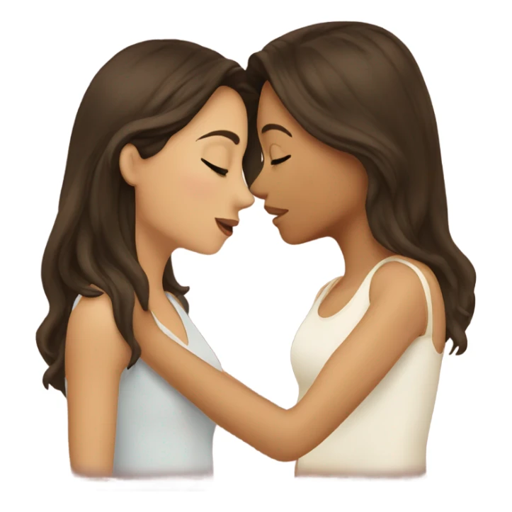 Brunette girls romantic kiss  sticker