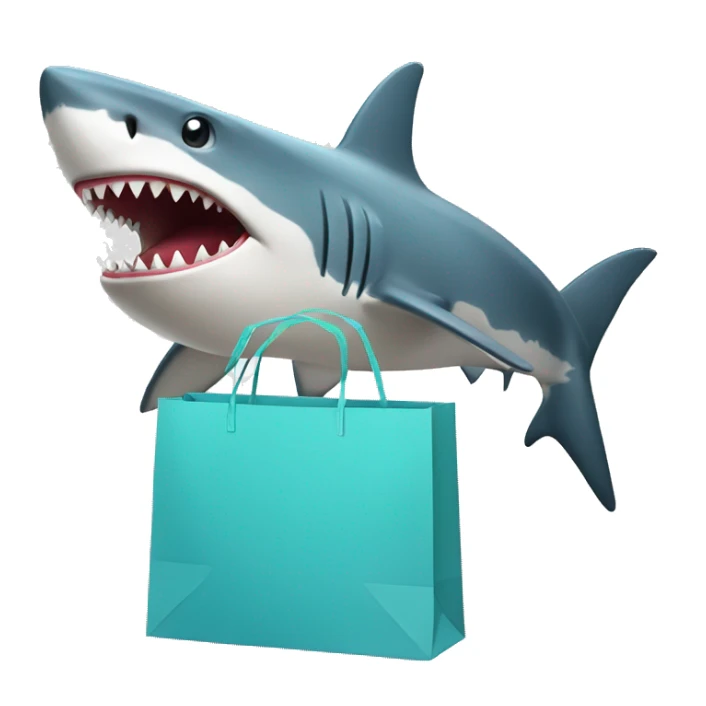 shark with shopping bag sticker