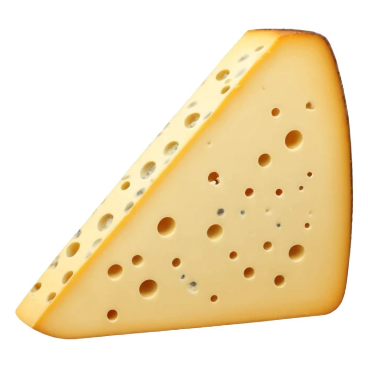 Tomme de Savoie cheese wedge, pale yellow firm interior, thick mottled grey-brown rind with natural mold, dense slightly grainy, clean cut, earthy, soft lighting, emoji scale sticker