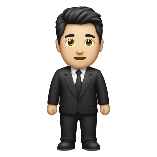 Asian guy with korean with a mullet hairstyle wearing black checkered suit sticker