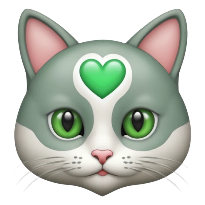 Un gato con corazón en los ojos de color verde sticker