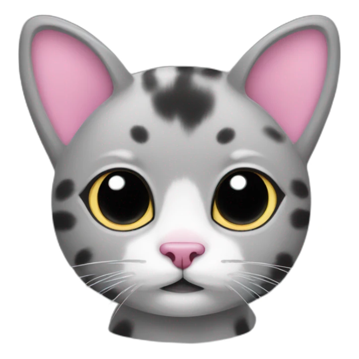 a gray beehive cat with a pink nose and black spots and no pattern all over sticker