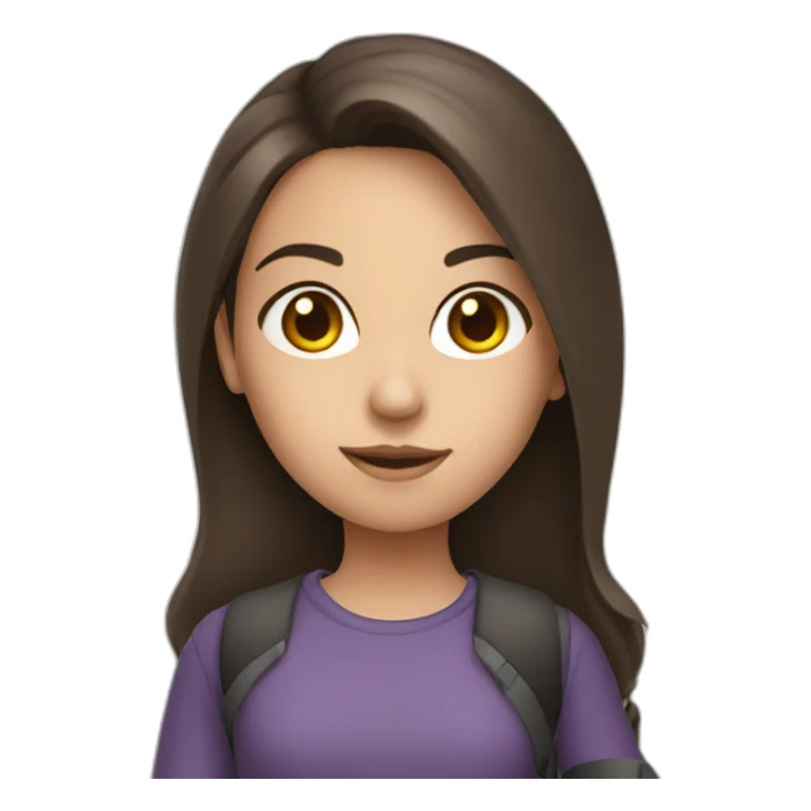 a brunette girl holding a pencil sticker