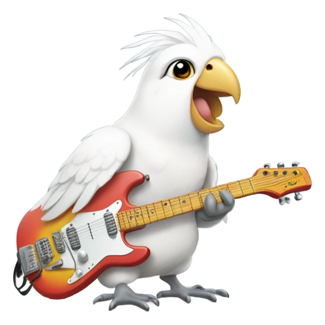 White cockatiel playing electro guitar sticker