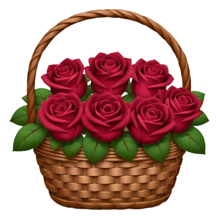 burgundy Valentine’s day rose basket sticker