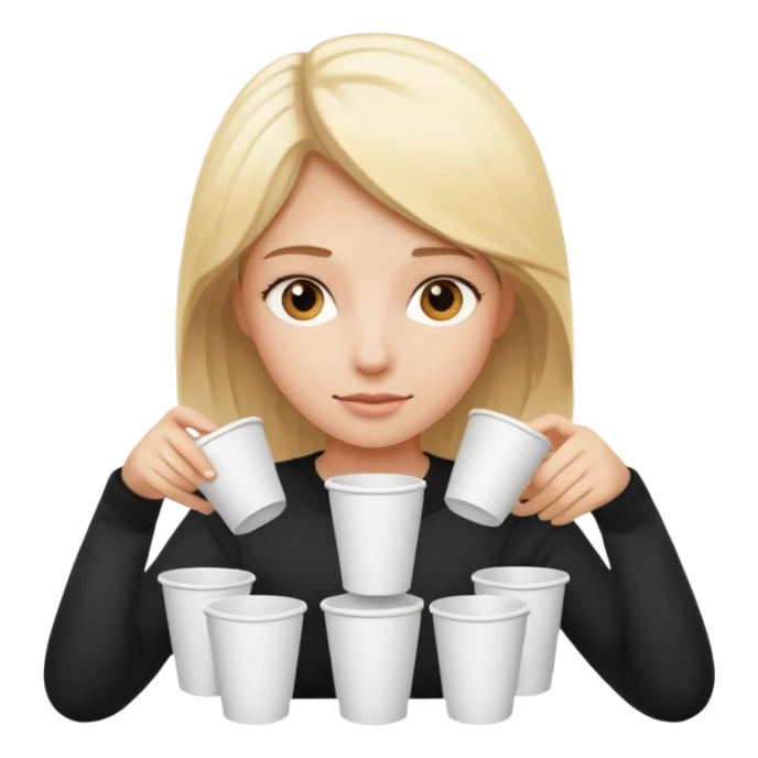 Blond girl surrounded by white paper cups sticker