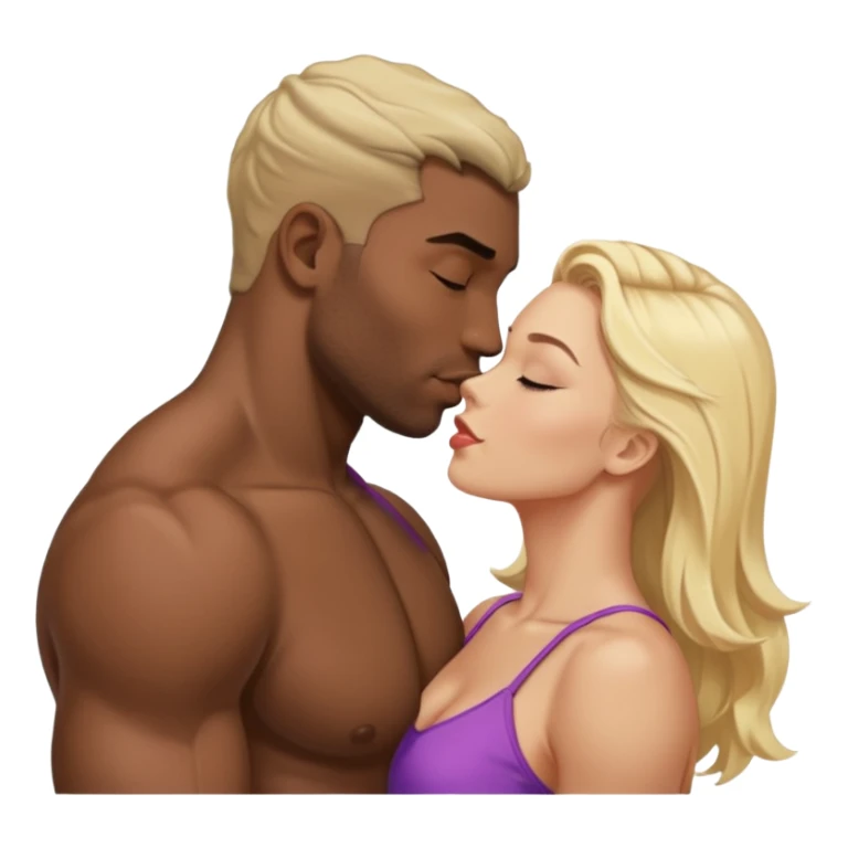 Muscular black man kissing a beautiful blonde  sticker