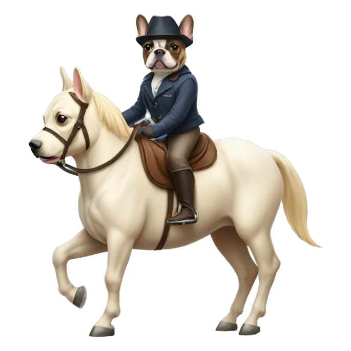 french bulldog riding a horse  sticker
