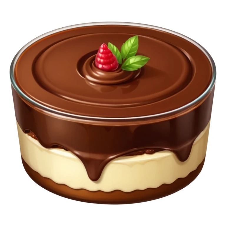 realistic and appetizing chocolate pudding dessert with a layer of flan on top sticker