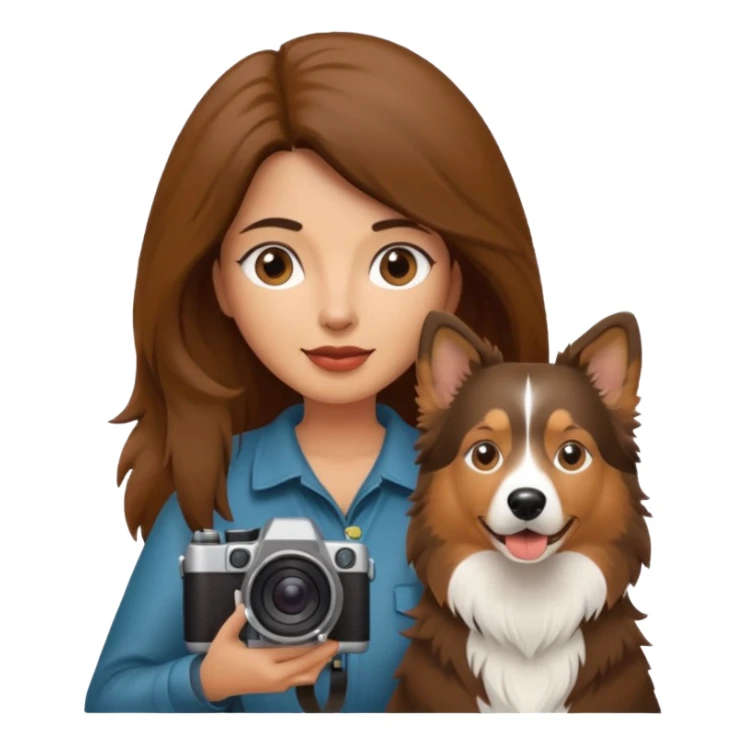 Latina with a camera and one collie dog sticker