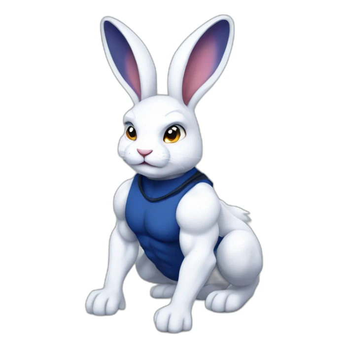 Muscular Anthro white rabbit with dark blue hair sticker