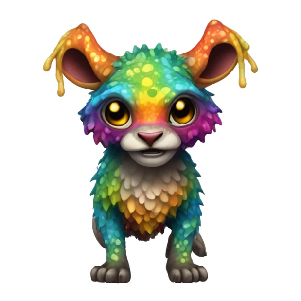 a colorful edgy vernid-fionbri-animal-creature with splash patterns full body sticker