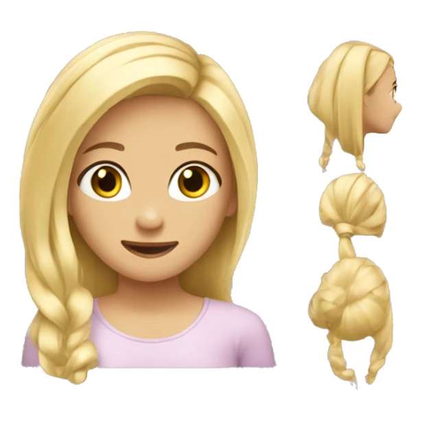 Blond girl playing with her hair sticker