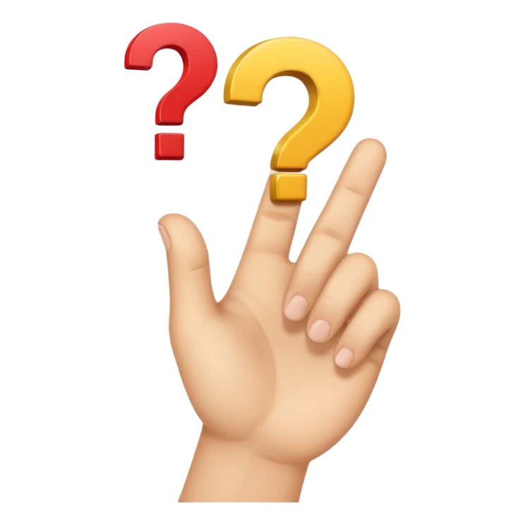 a yayayoyo style fair face and hand emoji pointing to question and answer sticker