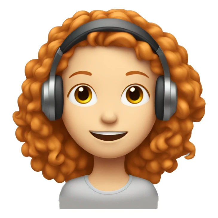 Ginger girl enjoying music in headphones sticker