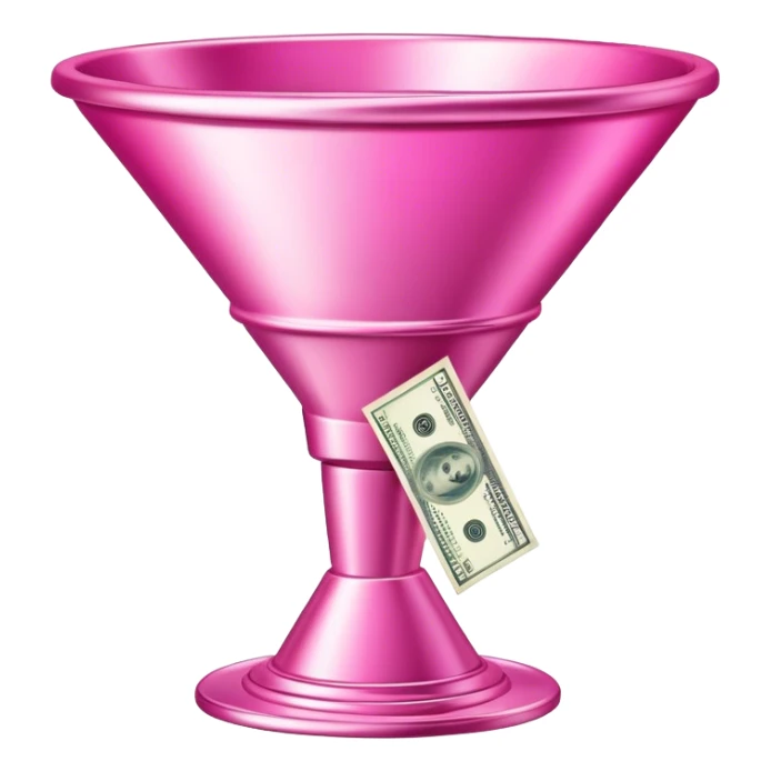 pink marketing funnel with dollars at the buttom sticker