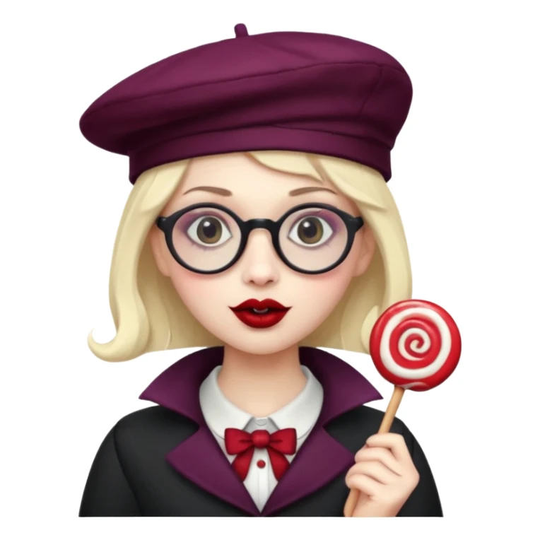 Vampire with lollipop, beret and glasses sticker