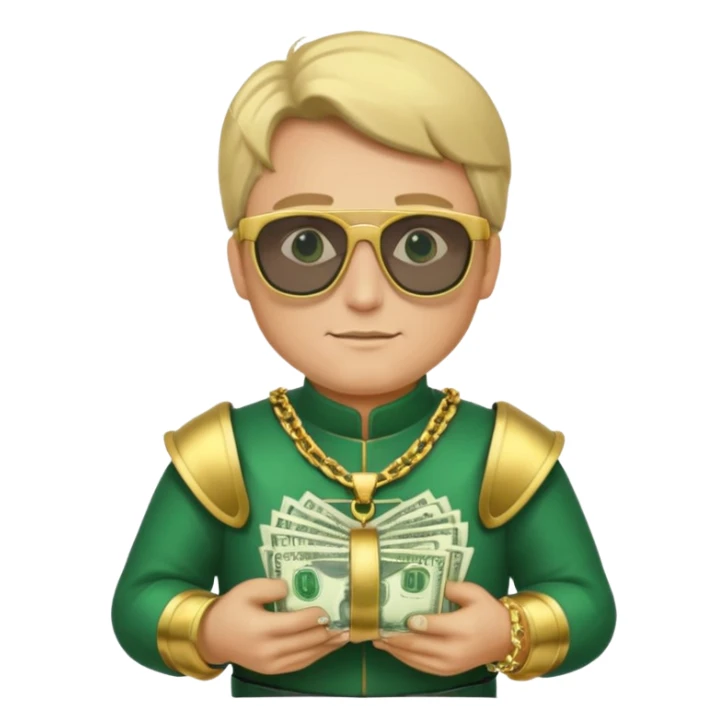 Knight with helmet gold chain dark glasses money sticker