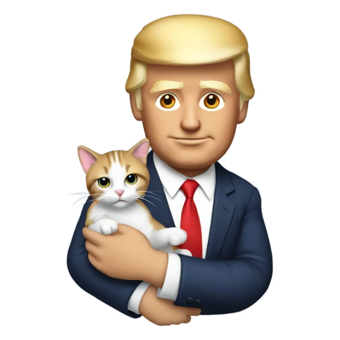 Donald Trump holding a cat sticker