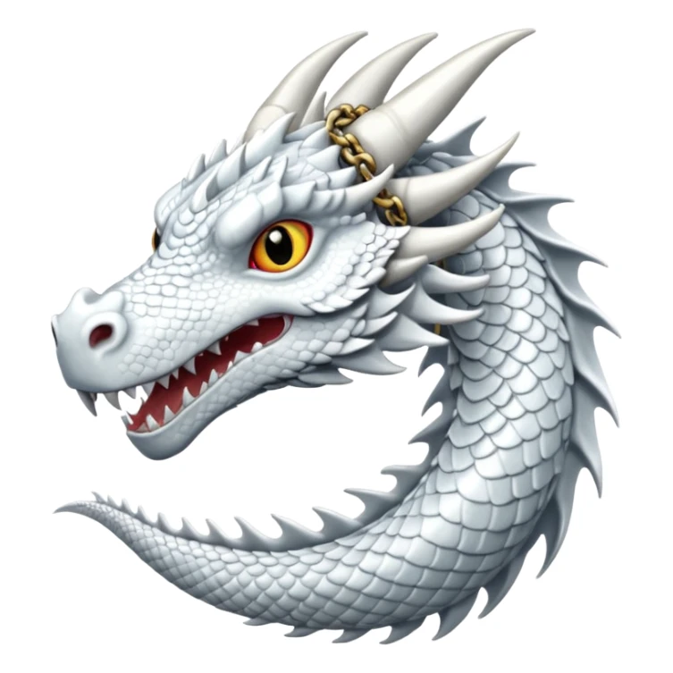 White dragon with white eyes and chain around the neck sticker