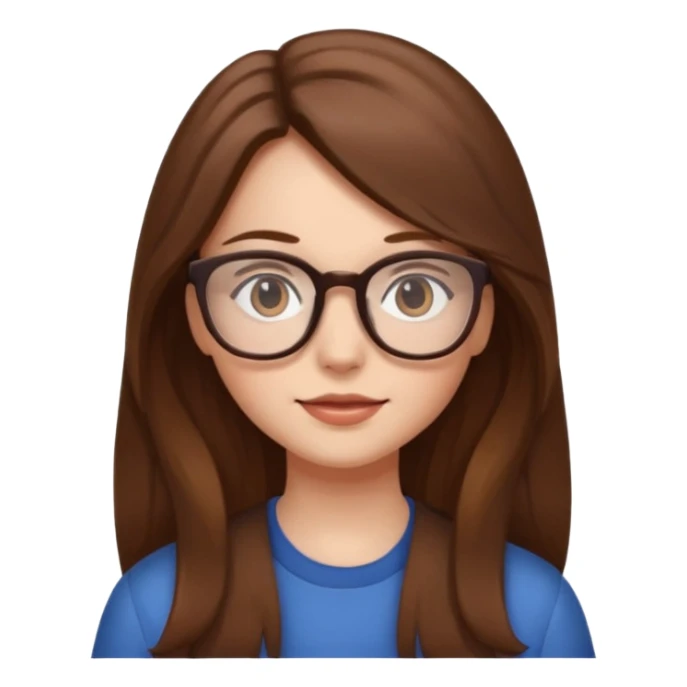 Girl with glasses and long brown hair sticker