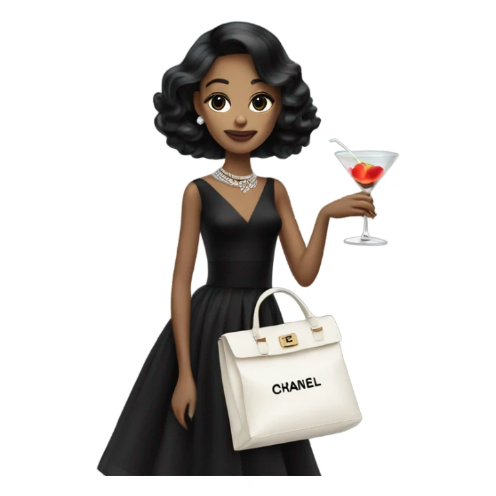 girl in black chanel dress with martini  sticker