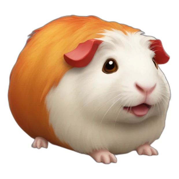 red amongus character on a guinea pig at mount doom sticker