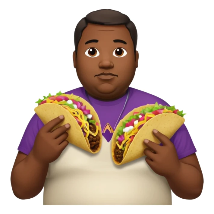 Fat black guy wearing Taco Bell shirt while eating two tacos  sticker