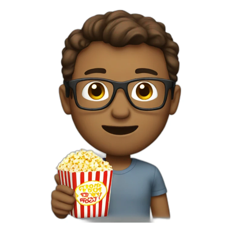White Male with Brown Hair with Glasses Holding Popcorn sticker