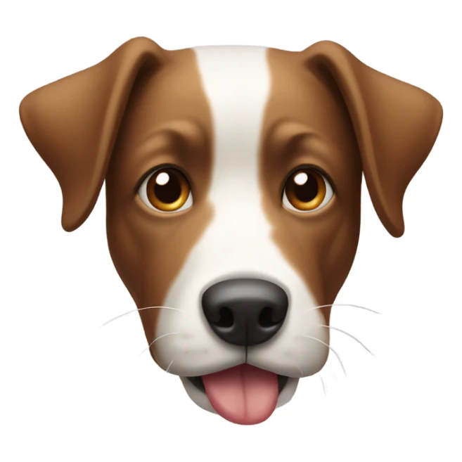 white and brown dog face tounge out sticker
