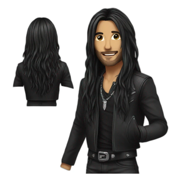 metal singer long hair black sticker