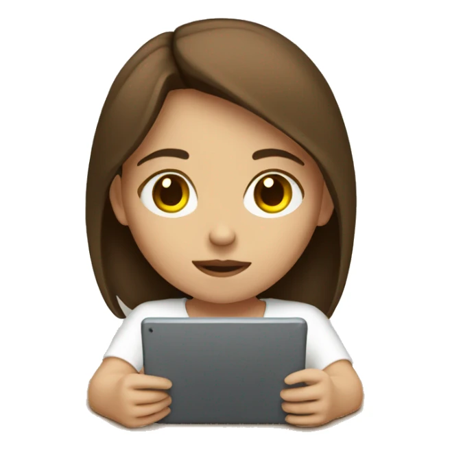 Girl with brown hair watching tablet  sticker