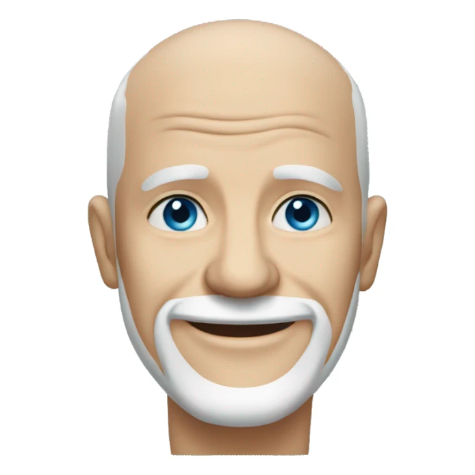 old bald smiling man clean shaven blue eyes sticker