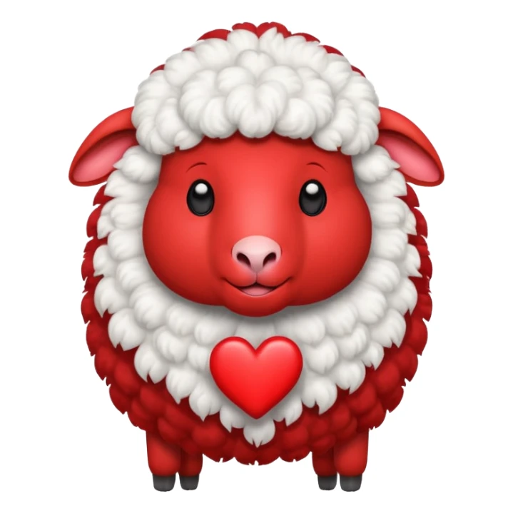 make an emoji with a red sheep. but make a sheep with a heart. but make it more animated like from animated movie and make it different from sheep you’ve made before  sticker