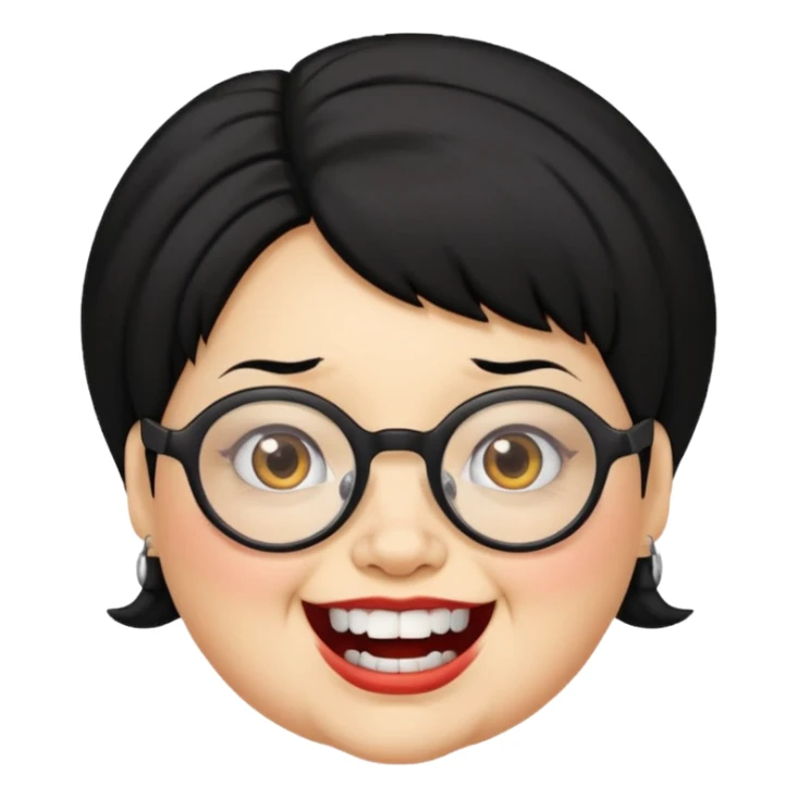 short fat lady with glasses ,crooked teeth and crazy black hair sticker