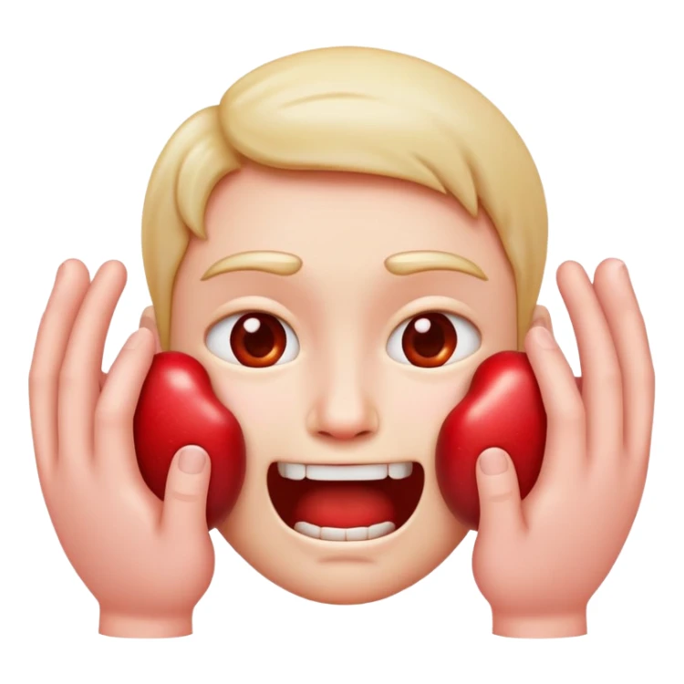 A standard apple iPhone emoji face but it’s choking itself with 2 hamds sticker