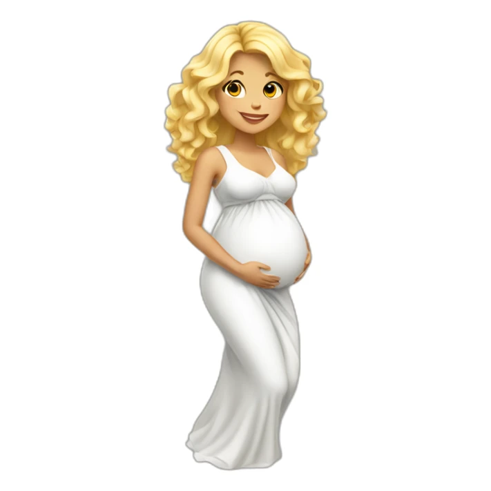 adorable pregnant blond full body women with beach-wave-hair sticker