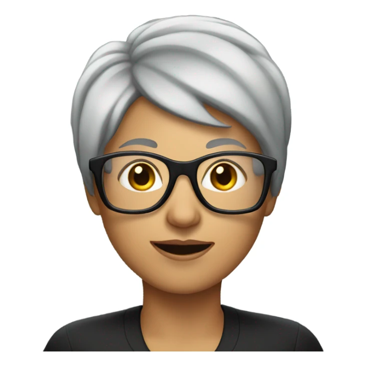 Short mid Grey hair, black glasses women  sticker